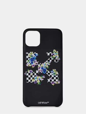 Off-White Black Floral Checker iPhone Case